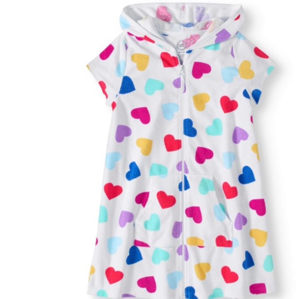 Wonder Nation Girl Front Zip Hooded Swimsuit Coverup